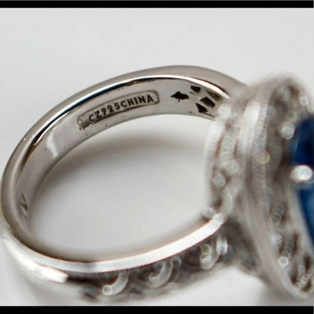 Tacori sterling silver Blue Spinel CZ ring - Picture 5 of 9